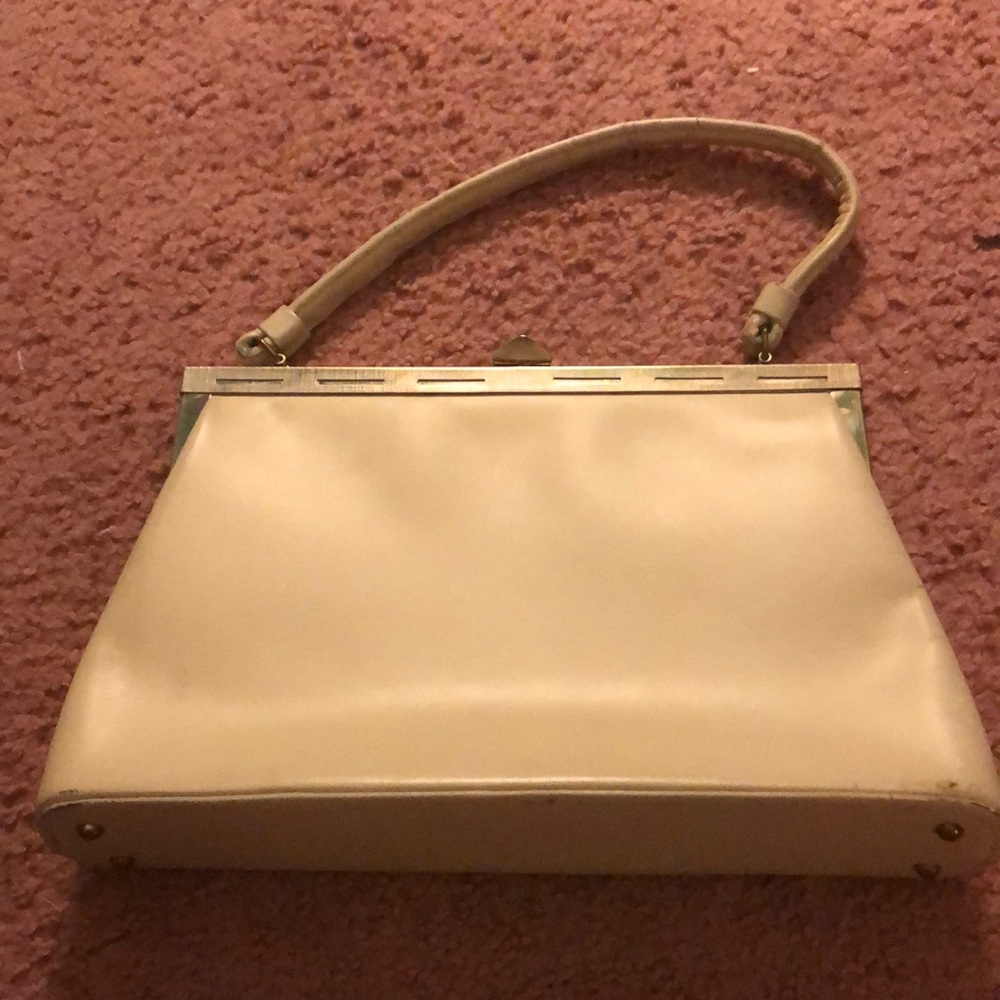 Vintage white leather ish purse